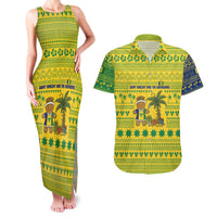 Saint Vincent and the Grenadines Christmas Couples Matching Tank Maxi Dress and Hawaiian Shirt with Gingerbread Boy Palm Tree and Traditional Pattern - Wonder Print Shop