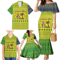Saint Vincent and the Grenadines Christmas Family Matching Mermaid Dress and Hawaiian Shirt with Gingerbread Boy Palm Tree and Traditional Pattern - Wonder Print Shop