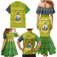 Saint Vincent and the Grenadines Christmas Family Matching Mermaid Dress and Hawaiian Shirt with Gingerbread Boy Palm Tree and Traditional Pattern - Wonder Print Shop