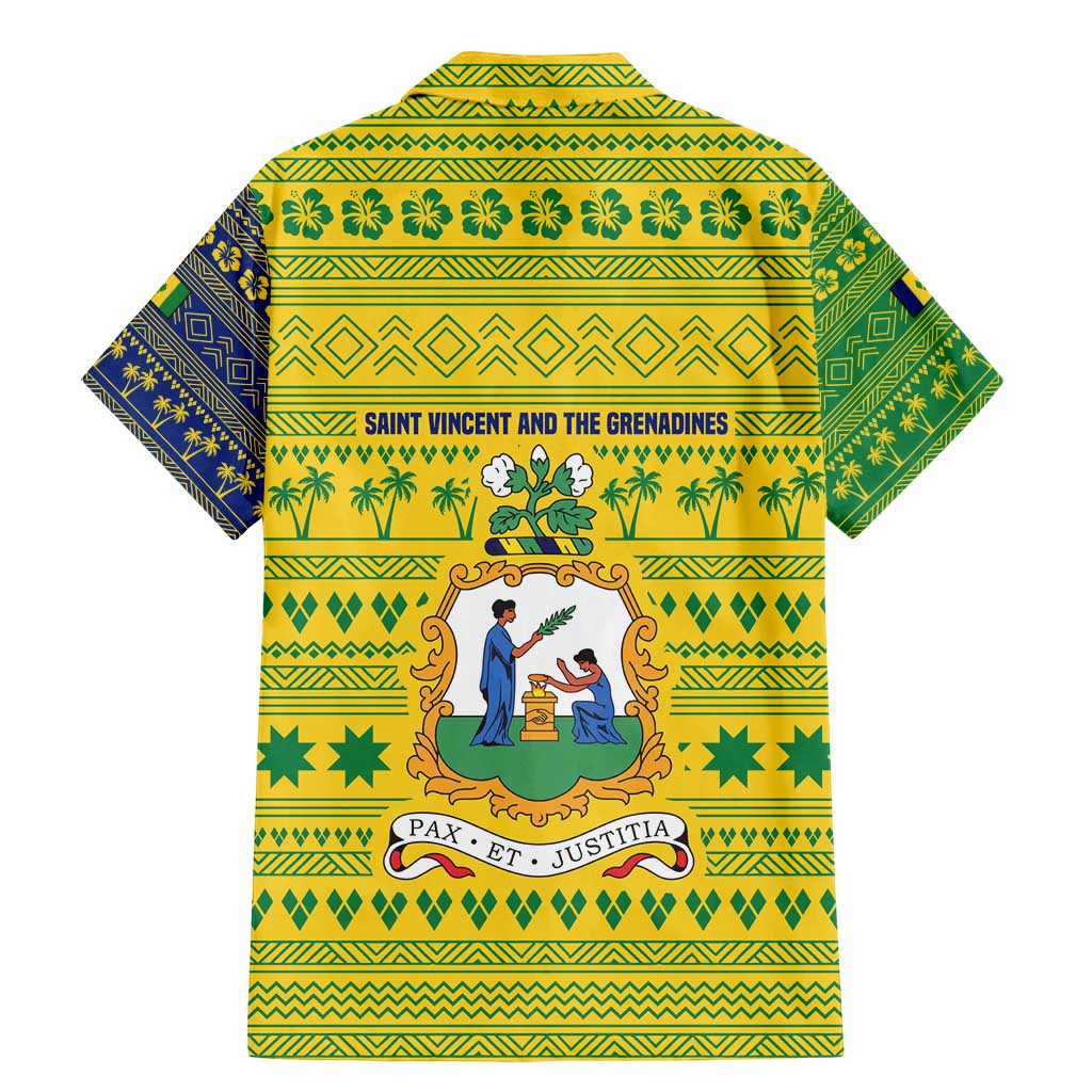 Saint Vincent and the Grenadines Christmas Family Matching Mermaid Dress and Hawaiian Shirt with Gingerbread Boy Palm Tree and Traditional Pattern - Wonder Print Shop