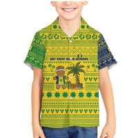 Saint Vincent and the Grenadines Christmas Family Matching Mermaid Dress and Hawaiian Shirt with Gingerbread Boy Palm Tree and Traditional Pattern - Wonder Print Shop
