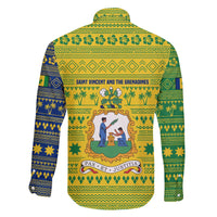 Saint Vincent and the Grenadines Christmas Family Matching Off The Shoulder Long Sleeve Dress and Hawaiian Shirt with Gingerbread Boy Palm Tree and Traditional Pattern - Wonder Print Shop