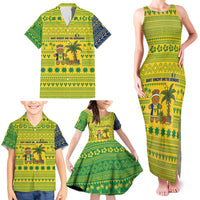 Saint Vincent and the Grenadines Christmas Family Matching Tank Maxi Dress and Hawaiian Shirt with Gingerbread Boy Palm Tree and Traditional Pattern - Wonder Print Shop