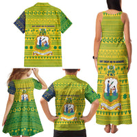 Saint Vincent and the Grenadines Christmas Family Matching Tank Maxi Dress and Hawaiian Shirt with Gingerbread Boy Palm Tree and Traditional Pattern - Wonder Print Shop