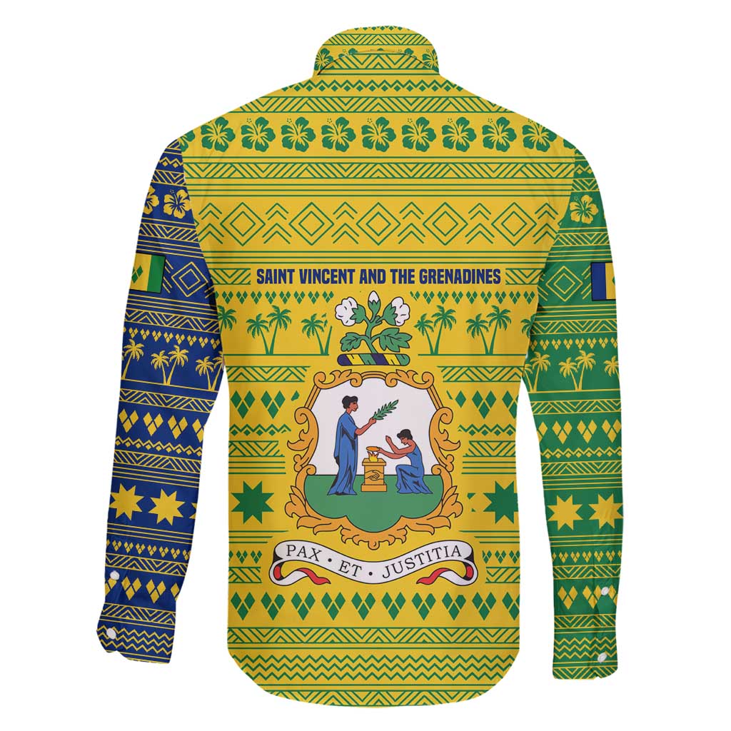 Saint Vincent and the Grenadines Christmas Family Matching Tank Maxi Dress and Hawaiian Shirt with Gingerbread Boy Palm Tree and Traditional Pattern - Wonder Print Shop