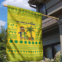 Saint Vincent and the Grenadines Christmas Garden Flag with Gingerbread Boy Palm Tree and Traditional Pattern - Wonder Print Shop