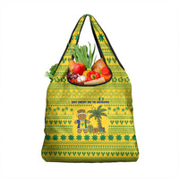 Saint Vincent and the Grenadines Christmas Grocery Bag with Gingerbread Boy Palm Tree and Traditional Pattern - Wonder Print Shop