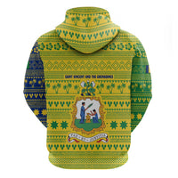Saint Vincent and the Grenadines Christmas Hoodie with Gingerbread Boy Palm Tree and Traditional Pattern - Wonder Print Shop
