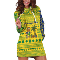 Saint Vincent and the Grenadines Christmas Hoodie Dress with Gingerbread Boy Palm Tree and Traditional Pattern - Wonder Print Shop