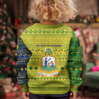 Saint Vincent and the Grenadines Christmas Kid Ugly Christmas Sweater with Gingerbread Boy Palm Tree and Traditional Pattern - Wonder Print Shop