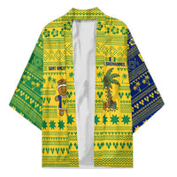 Saint Vincent and the Grenadines Christmas Kimono with Gingerbread Boy Palm Tree and Traditional Pattern - Wonder Print Shop