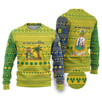 Saint Vincent and the Grenadines Christmas Ugly Christmas Sweater with Gingerbread Boy Palm Tree and Traditional Pattern - Wonder Print Shop