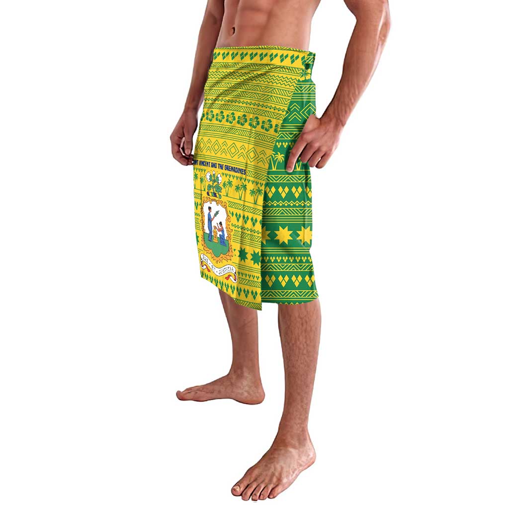 Saint Vincent and the Grenadines Christmas Lavalava with Gingerbread Boy Palm Tree and Traditional Pattern - Wonder Print Shop