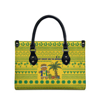 Saint Vincent and the Grenadines Christmas Leather Bag with Gingerbread Boy Palm Tree and Traditional Pattern - Wonder Print Shop