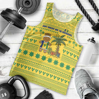 Saint Vincent and the Grenadines Christmas Men Tank Top with Gingerbread Boy Palm Tree and Traditional Pattern - Wonder Print Shop