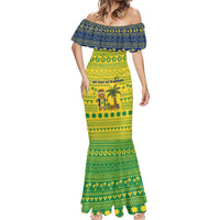 Saint Vincent and the Grenadines Christmas Mermaid Dress with Gingerbread Boy Palm Tree and Traditional Pattern - Wonder Print Shop