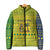 Saint Vincent and the Grenadines Christmas Padded Jacket with Gingerbread Boy Palm Tree and Traditional Pattern - Wonder Print Shop