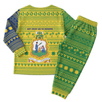Saint Vincent and the Grenadines Christmas Pajama Set with Gingerbread Boy Palm Tree and Traditional Pattern - Wonder Print Shop