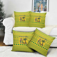 Saint Vincent and the Grenadines Christmas Pillow Cover with Gingerbread Boy Palm Tree and Traditional Pattern - Wonder Print Shop