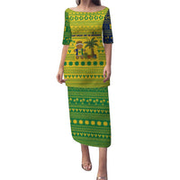 Saint Vincent and the Grenadines Christmas Puletasi with Gingerbread Boy Palm Tree and Traditional Pattern - Wonder Print Shop