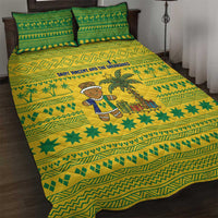 Saint Vincent and the Grenadines Christmas Quilt Bed Set with Gingerbread Boy Palm Tree and Traditional Pattern - Wonder Print Shop