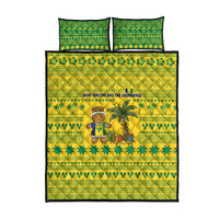 Saint Vincent and the Grenadines Christmas Quilt Bed Set with Gingerbread Boy Palm Tree and Traditional Pattern - Wonder Print Shop