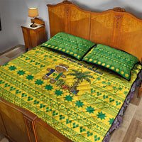 Saint Vincent and the Grenadines Christmas Quilt Bed Set with Gingerbread Boy Palm Tree and Traditional Pattern - Wonder Print Shop