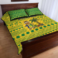 Saint Vincent and the Grenadines Christmas Quilt Bed Set with Gingerbread Boy Palm Tree and Traditional Pattern - Wonder Print Shop