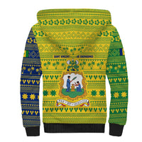Saint Vincent and the Grenadines Christmas Sherpa Hoodie with Gingerbread Boy Palm Tree and Traditional Pattern - Wonder Print Shop