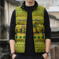 Saint Vincent and the Grenadines Christmas Sleeveless Puffer Jacket with Gingerbread Boy Palm Tree and Traditional Pattern - Wonder Print Shop