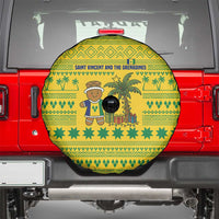 Saint Vincent and the Grenadines Christmas Spare Tire Cover with Gingerbread Boy Palm Tree and Traditional Pattern - Wonder Print Shop
