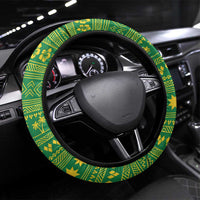 Saint Vincent and the Grenadines Christmas Steering Wheel Cover with Gingerbread Boy Palm Tree and Traditional Pattern - Wonder Print Shop