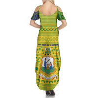 Saint Vincent and the Grenadines Christmas Summer Maxi Dress with Gingerbread Boy Palm Tree and Traditional Pattern - Wonder Print Shop
