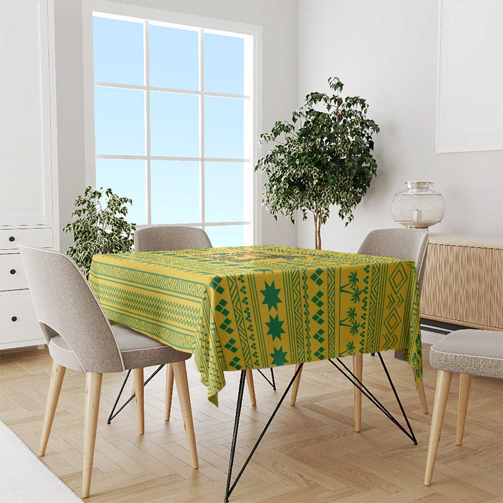 Saint Vincent and the Grenadines Christmas Tablecloth with Gingerbread Boy Palm Tree and Traditional Pattern - Wonder Print Shop