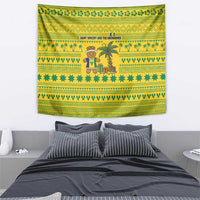 Saint Vincent and the Grenadines Christmas Tapestry with Gingerbread Boy Palm Tree and Traditional Pattern - Wonder Print Shop