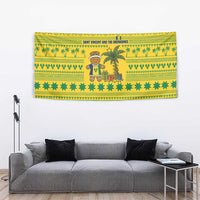 Saint Vincent and the Grenadines Christmas Tapestry with Gingerbread Boy Palm Tree and Traditional Pattern - Wonder Print Shop
