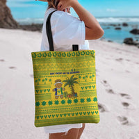 Saint Vincent and the Grenadines Christmas Tote Bag with Gingerbread Boy Palm Tree and Traditional Pattern - Wonder Print Shop