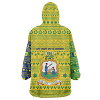 Saint Vincent and the Grenadines Christmas Wearable Blanket Hoodie with Gingerbread Boy Palm Tree and Traditional Pattern - Wonder Print Shop