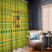 Saint Vincent and the Grenadines Christmas Window Curtain with Gingerbread Boy Palm Tree and Traditional Pattern - Wonder Print Shop