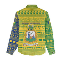 Saint Vincent and the Grenadines Christmas Women Casual Shirt with Gingerbread Boy Palm Tree and Traditional Pattern - Wonder Print Shop