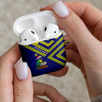 Saint Vincent and the Grenadines Christmas AirPods Case with Parrot Playing Steelpan and Tropical Pattern Design - Wonder Print Shop