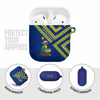 Saint Vincent and the Grenadines Christmas AirPods Case with Parrot Playing Steelpan and Tropical Pattern Design - Wonder Print Shop