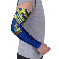 Saint Vincent and the Grenadines Christmas Arm Sleeves with Parrot Playing Steelpan and Tropical Pattern Design - Wonder Print Shop