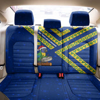 Saint Vincent and the Grenadines Christmas Back Car Seat Cover with Parrot Playing Steelpan and Tropical Pattern Design - Wonder Print Shop