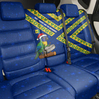 Saint Vincent and the Grenadines Christmas Back Car Seat Cover with Parrot Playing Steelpan and Tropical Pattern Design - Wonder Print Shop