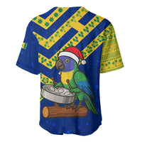 Saint Vincent and the Grenadines Christmas Baseball Jersey with Parrot Playing Steelpan and Tropical Pattern Design - Wonder Print Shop