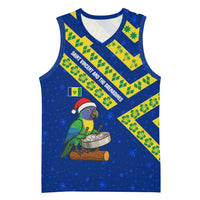 Saint Vincent and the Grenadines Christmas Basketball Jersey with Parrot Playing Steelpan and Tropical Pattern Design - Wonder Print Shop