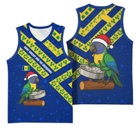 Saint Vincent and the Grenadines Christmas Basketball Jersey with Parrot Playing Steelpan and Tropical Pattern Design - Wonder Print Shop