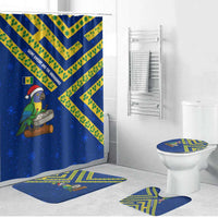 Saint Vincent and the Grenadines Christmas Bathroom Set with Parrot Playing Steelpan and Tropical Pattern Design - Wonder Print Shop