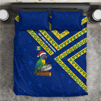 Saint Vincent and the Grenadines Christmas Bedding Set with Parrot Playing Steelpan and Tropical Pattern Design - Wonder Print Shop